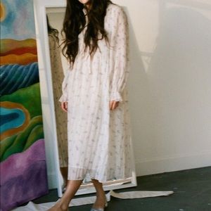 GANNI georgette pleated midi dress